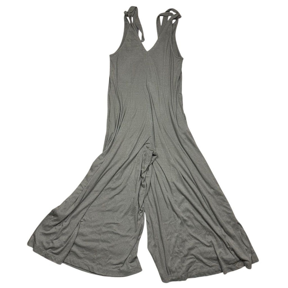 Women’s Grey Wide-Leg Jumpsuit with Tie Straps